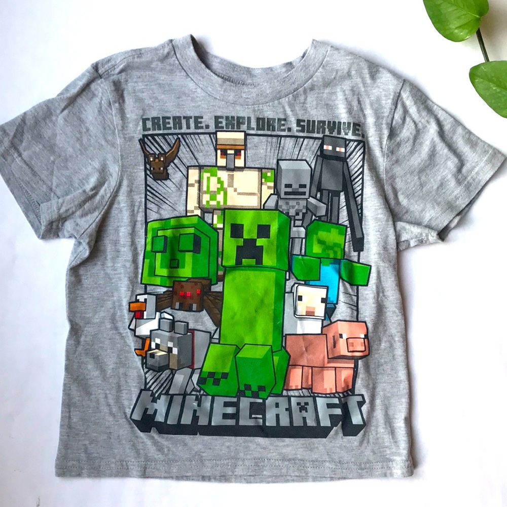Kids Minecraft Heather Gray Graphic Tee